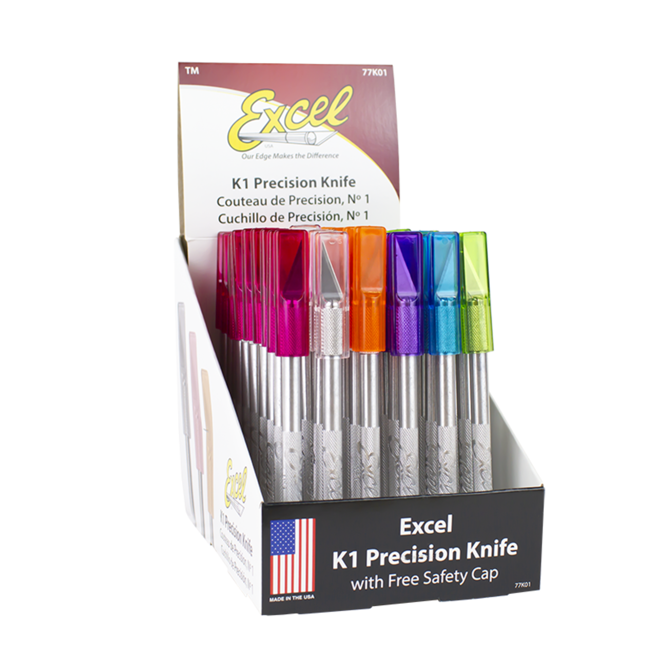 Excel Blades K1 Aluminum Craft Knife Display – 60-Piece with #11 Blades